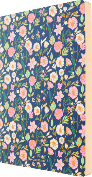 Ref. OBE588035, Carnet souple Bahia fleurs or A5 ligné, Assorties, marque OBERTHUR