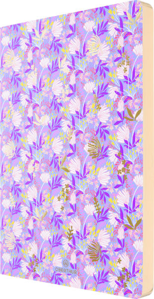 Ref. OBE588075, Carnet souple Bahia fleurs mauves A5 ligné, Assorties, marque OBERTHUR