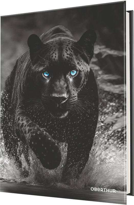 Ref. OBE615110, Agenda journalier 12x17 Animaux sauvages tigre, Noir, marque OBERTHUR