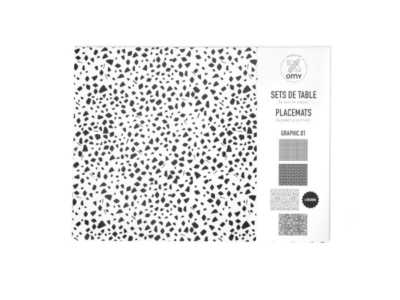Image de  Pochette 24 sets de table à colorier black & white 