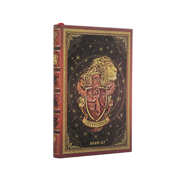 Ref. PAP20227, Agenda Mini Journal de Gryffondor - 1 semaine / 2 pages - Horizontale - 2026 - 2027, marque PAPERBLANKS