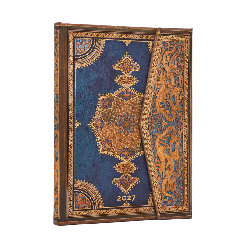 Ref. PAP20807, Agenda indigo safavide - Midi - Verticale - 1 semaine sur 2 pages - 2027, marque PAPERBLANKS
