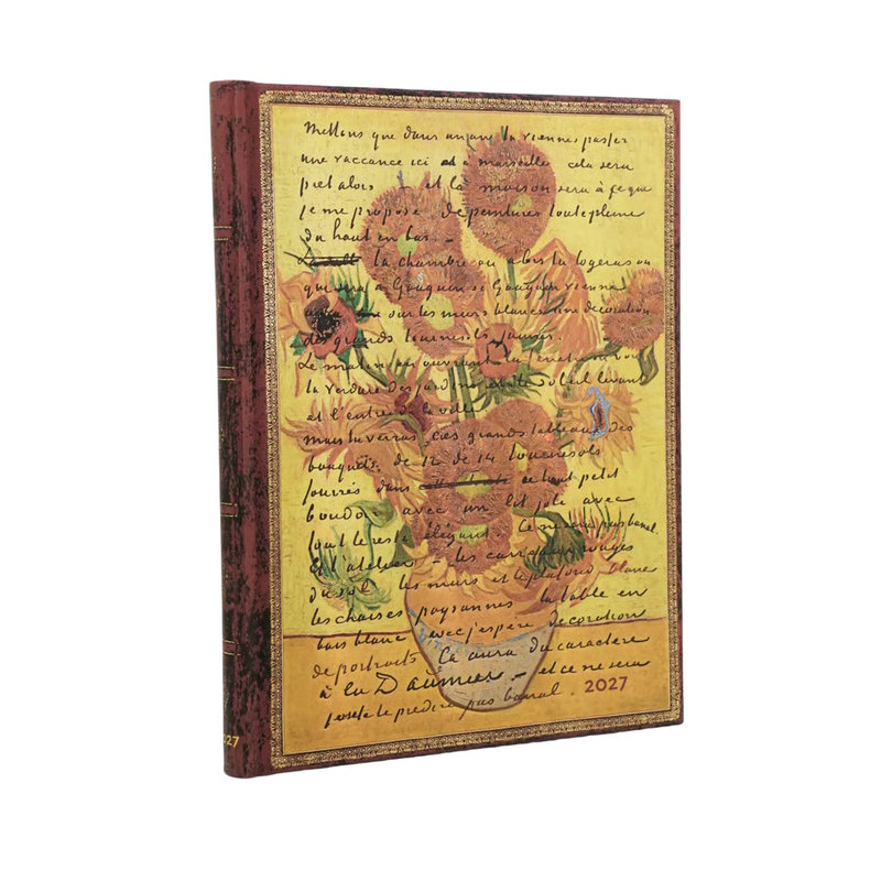 Ref. PAP21026, Agenda les tournesols de Van Gogh - Ultra - Verticale - 1 semaine sur 2 pages - 2027, marque PAPERBLANKS