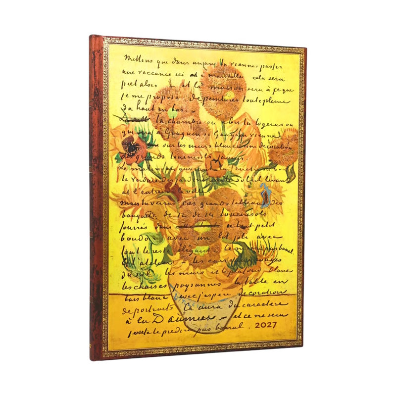 Ref. PAP21064, Agenda les tournesols de Van Gogh - Grand - Verticale - 1 semaine sur 2 pages - 2027, marque PAPERBLANKS