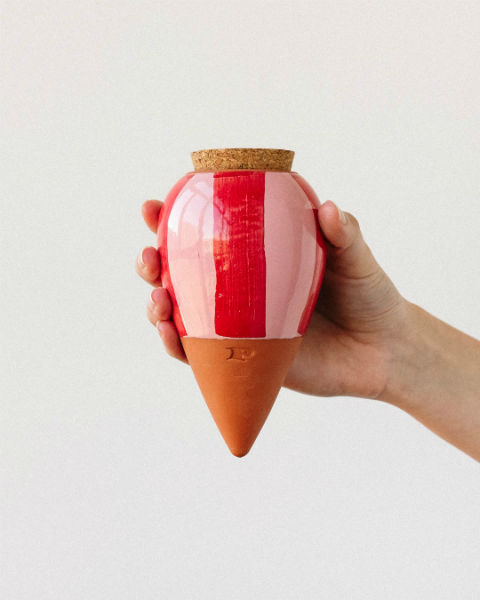 Image de  Pépin. Olla hydratante Rayé rose et rouge avec argile blanc 