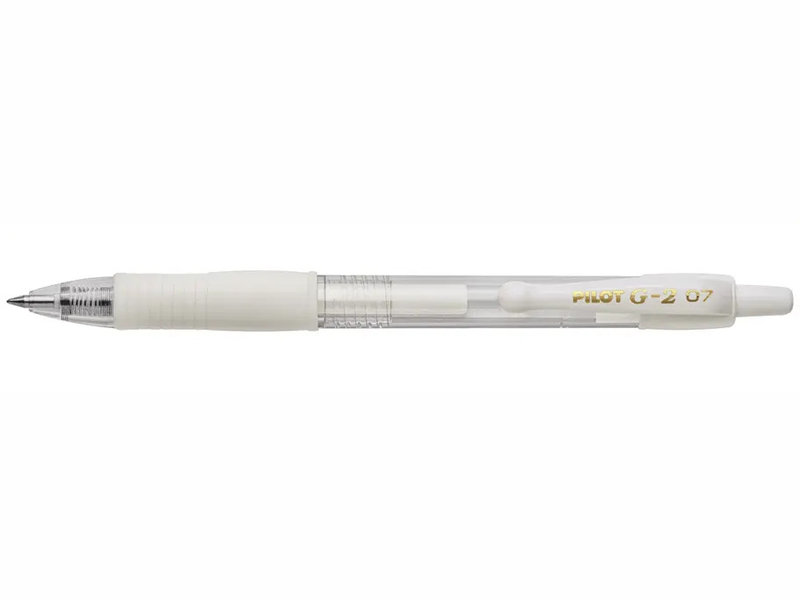 Ref. PIL62283, PILOT - Stylo bille rétractable Pilot G2 blanc pastel, Or/Argent, marque PILOT