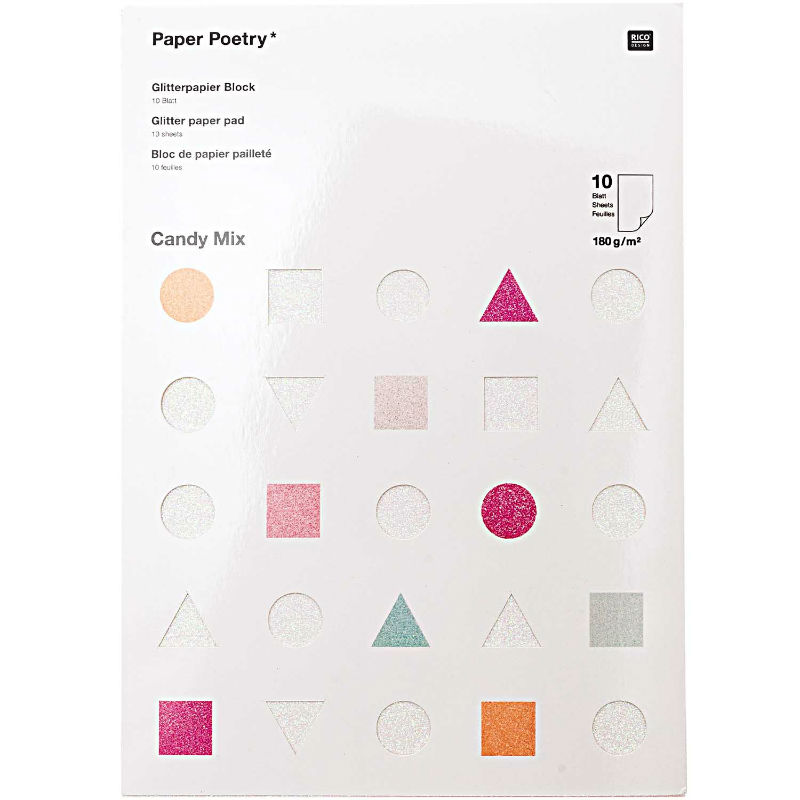 Image de  Bloc 10 feuilles A4 180g paillettes candy 