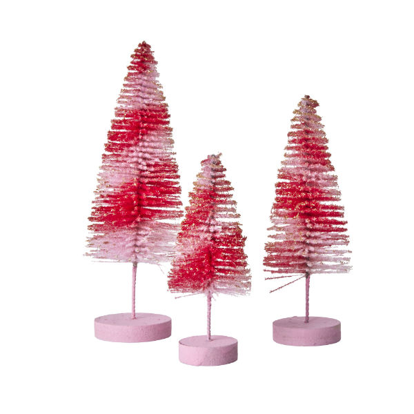 Ref. RICBOTREXMASI, Set 3 sapins Noël roses & rouges, marque RICE
