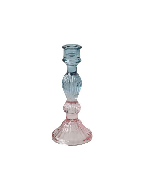 Ref. RICGLHOLLSIB, Grand bougeoir en verre multicolore, marque RICE