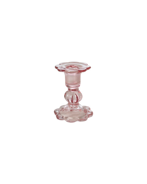 Ref. RICGLHOLSFLO, Petit bougeoir en verre à motif fleurs multicolore, marque RICE
