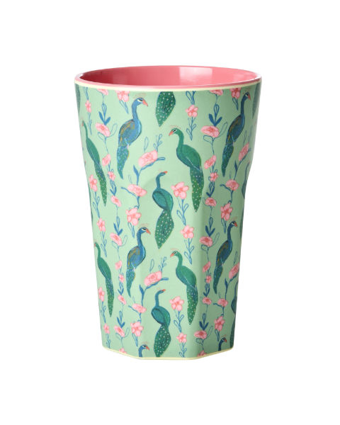 Image de  Grande tasse 400ML vert imprimé paons 