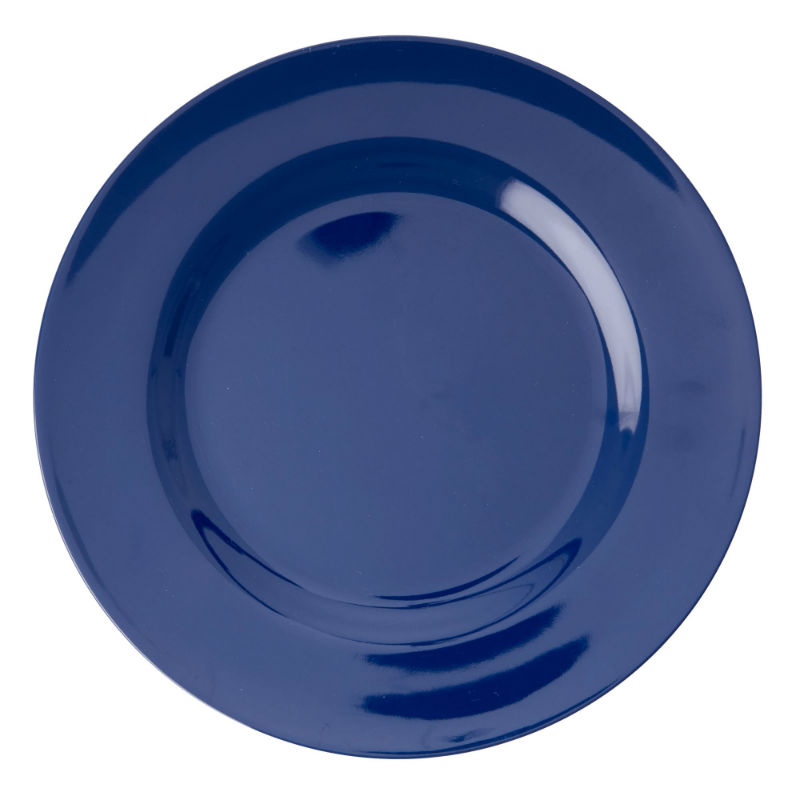 Image de  Assiette plate ronde en mélamine bleu marine 
