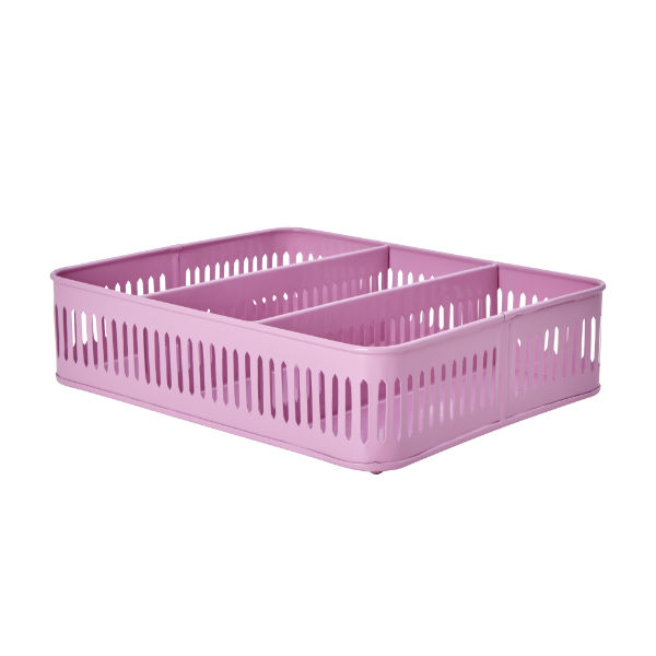 Ref. RICMETTRLATSP, Grand plateau rectangulaire en métal rose, marque RICE