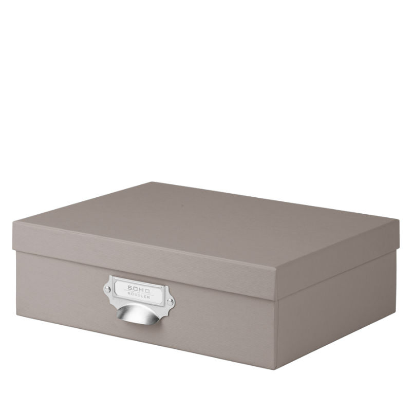 Ref. ROS1343452490, Boite A4 couvercle porte étiquette Taupe, Marron, marque RÖSSLER