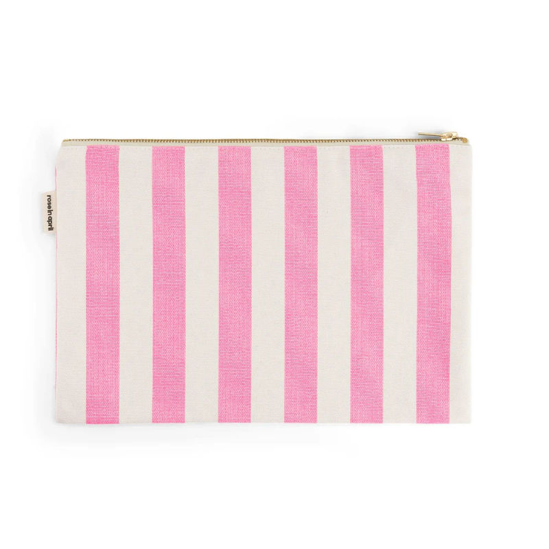Image de  Pochette Lili rayée écru / néon rose 