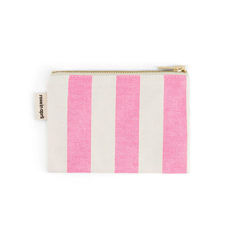 Image de  Porte-monnaie Marie Rayure écru / néon rose 