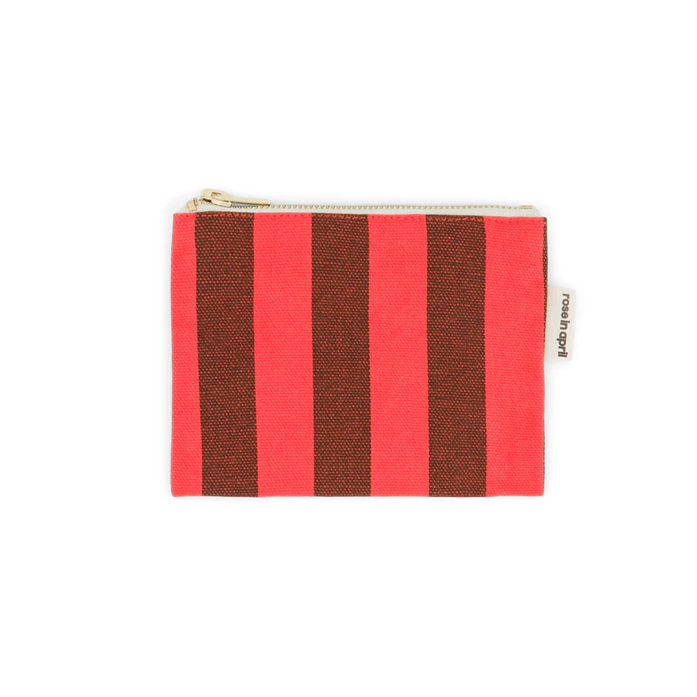 Ref. ROSART000001516, Rose In April - Porte-monnaie Marie Rayure marron / rouge, Assorties, marque ROSE IN APRIL