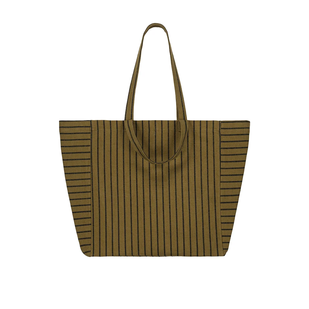 Ref. ROSART000001657, Rose In April - Sac cabas Elisa imprimé rayé Tennis olive, Vert, marque ROSE IN APRIL