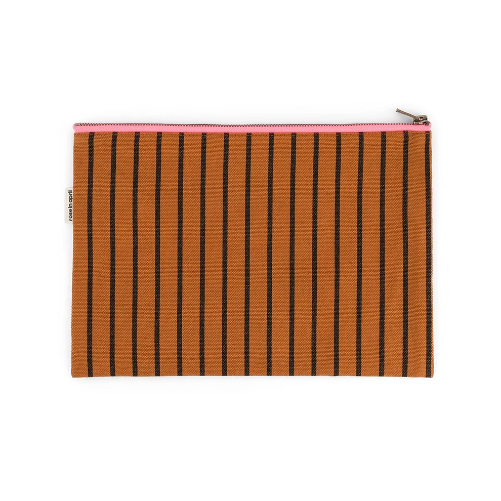 Ref. ROSART000001780, Rose In April - Pochette Lili rayée Tennis ginger, Marron, marque ROSE IN APRIL