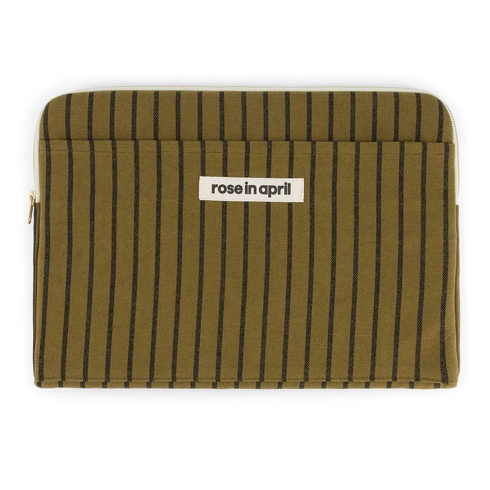 Ref. ROSART000001802, Rose In April - Pochette Ordinateur Octave 14 Rayures Tennis olive, Vert, marque ROSE IN APRIL