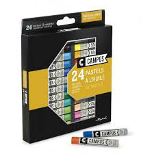 Image de  Boite 24 crayons pastels huile campus 