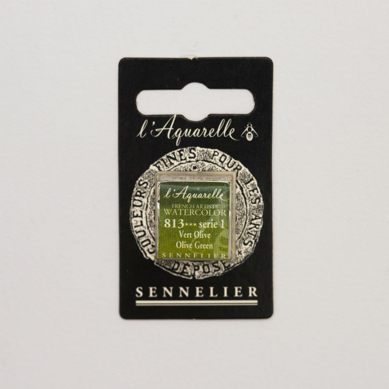 Image de  1/2 godet aquarelle vert olive s1 