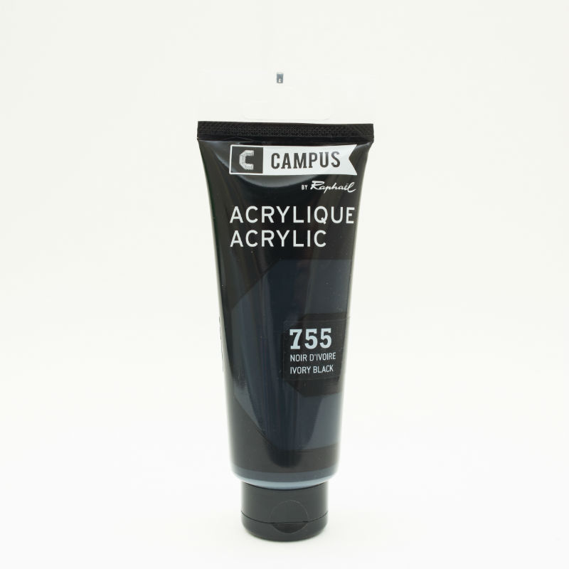 Image de  Tube 100 ml acrylique noir d'ivoire 