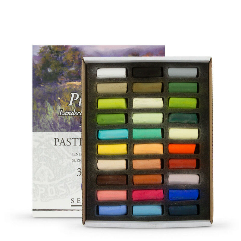 Image de  Boite 30 demi pastels ecu paysages de campagne 