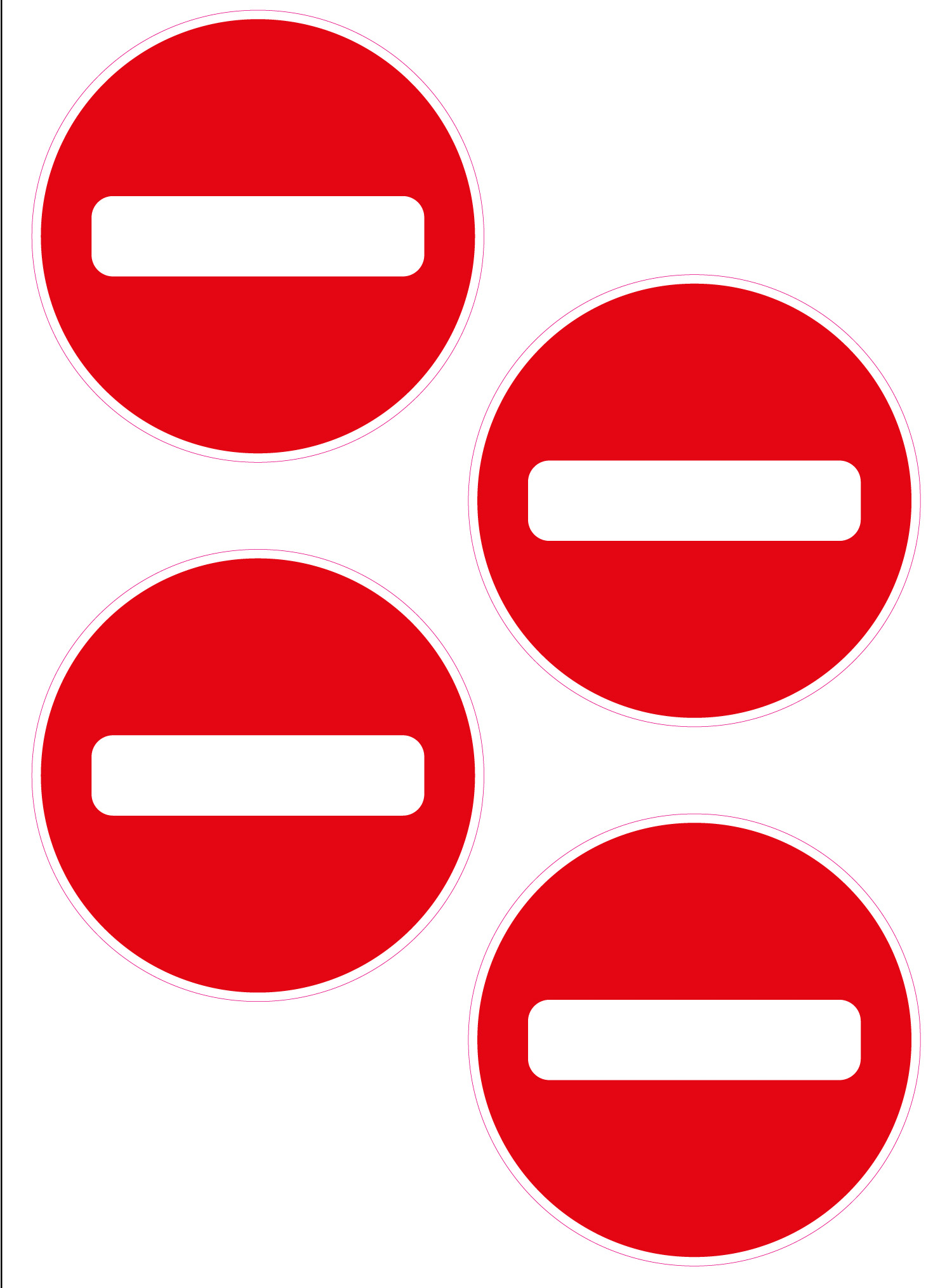 Image de  Planche de 4 adhesifs sens interdit diametre 100mm 