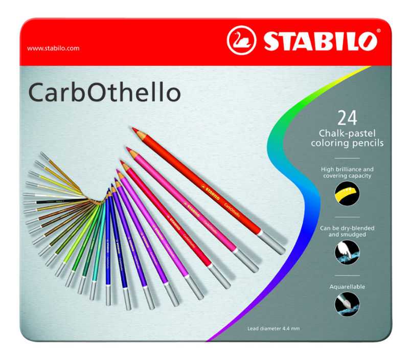 Image de  BoÎte metal 24 crayons stabilo carbothello 