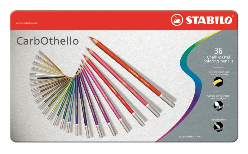 Image de  BoÎte metal 36 crayons stabilo carbothello 