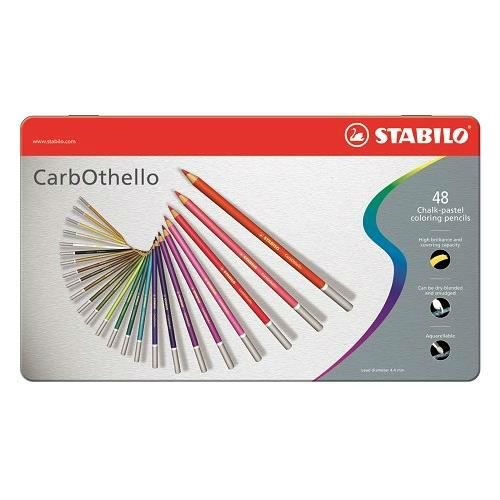 Image de  BoÎte metal 48 crayons stabilo carbothello 