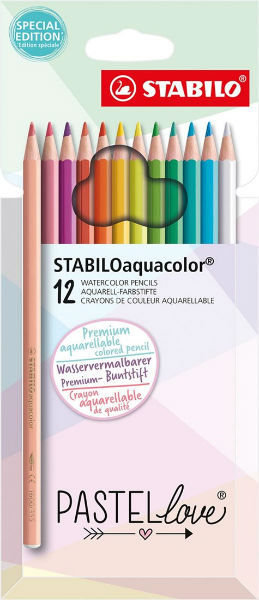 Image de  Étui 12 crayons de couleur Aquacolor Pastellove 