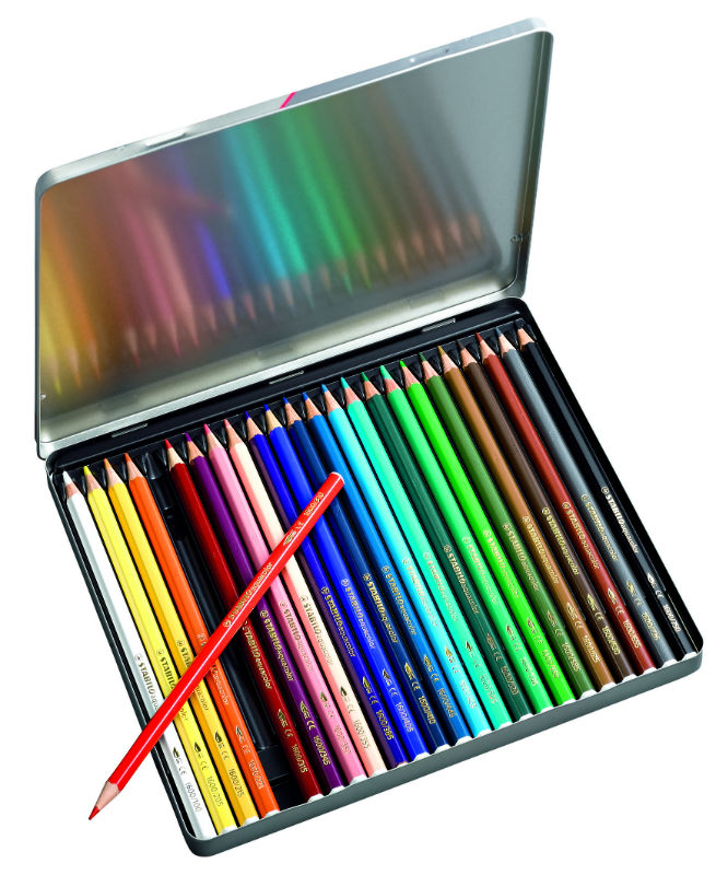 Image de  Boîte métal de 24 crayons stabilo aquacolor 