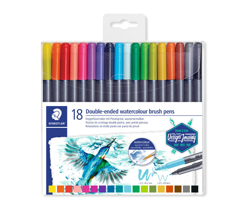 Image de  Etui 18 feutres duo 3001 aqua double pointe 