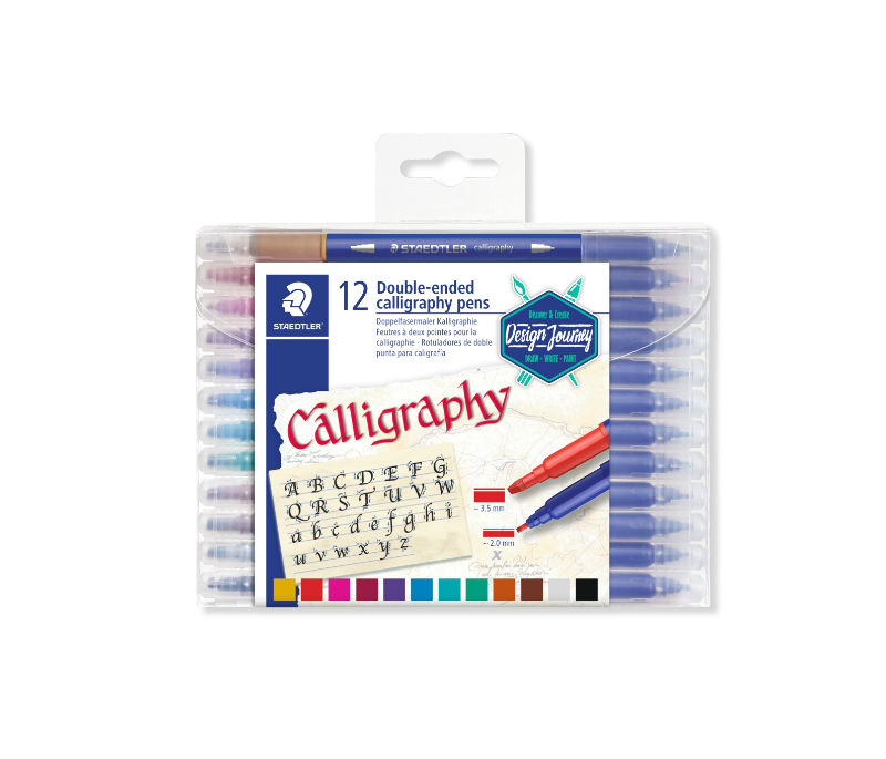 Image de  Etui 12 feutres de calligraphie double pointe 