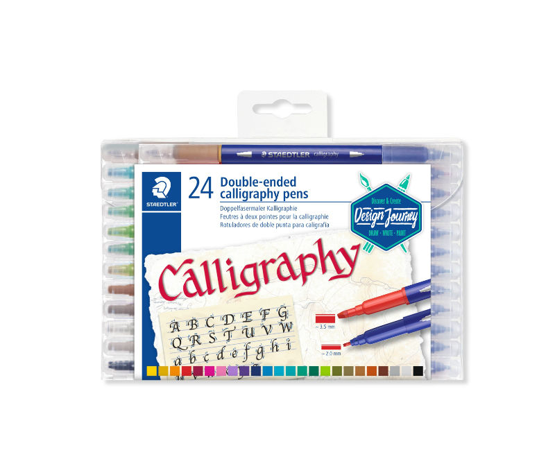 Image de  Etui 24 feutres de calligraphie double pointe 