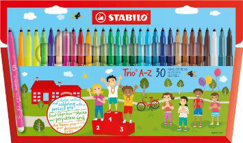 Image de  Pochette de 30 feutres trio a-z dont 5 fluo 