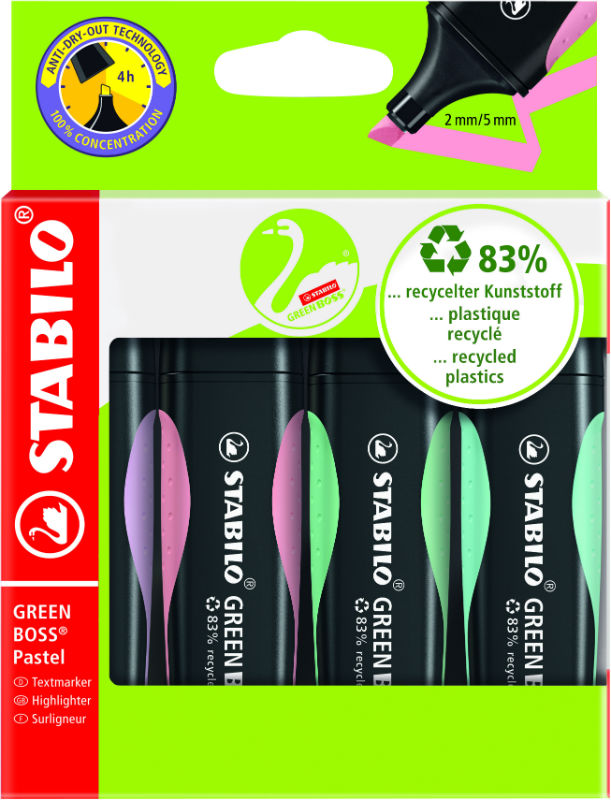 Image de  Pochette de 4 surligneurs Green Boss pastel 