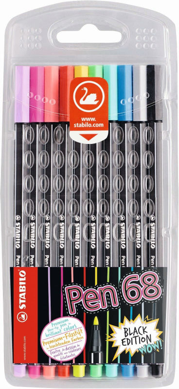 Image de  Etui chevalet 10 stabilo pen68 black edition 
