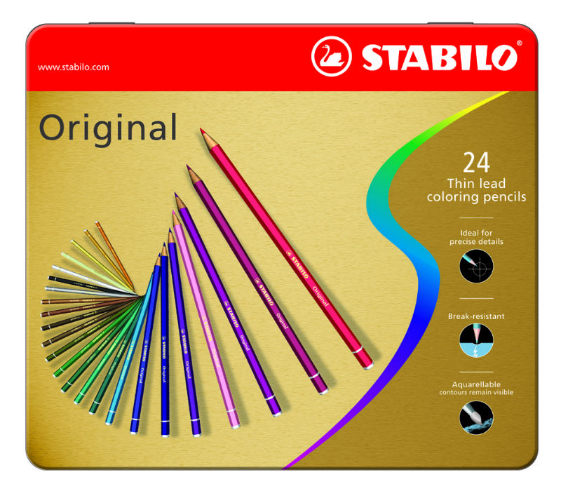 Image de  Boîte métal de 38 crayons stabilo original 