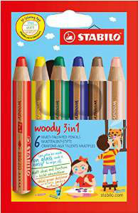 Image de  Étui de 6 crayons de couleur Woody + taille crayon 