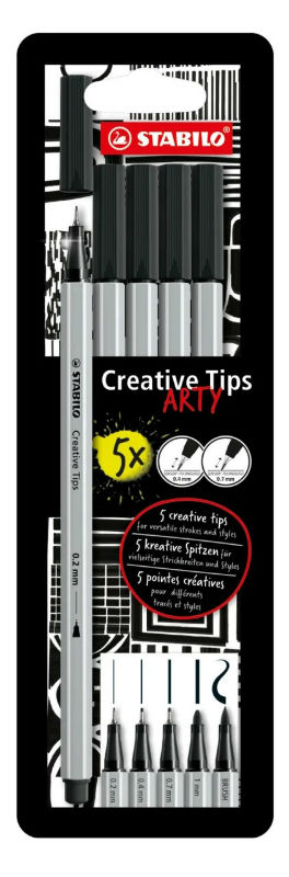 Image de  Étui 5 Stabilo Creative Tips Arty noir 