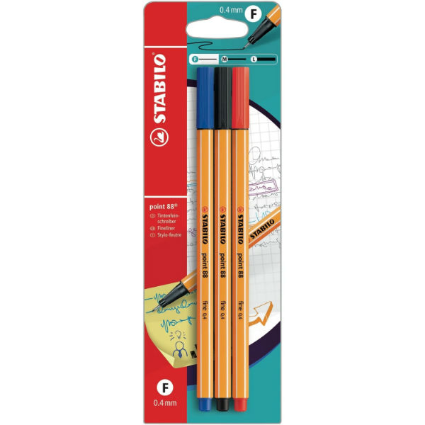 Image de  Blister 3 stabilo point 88 ass 