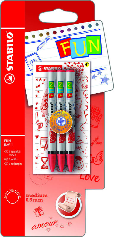Image de  Set 3 recharges fun stabilo rouge 