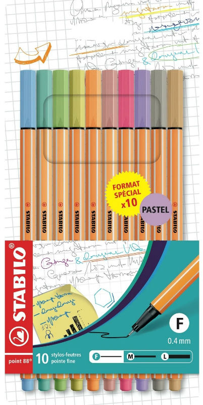 Image de  Étui de 10 Stabilo Point 88 pastel 