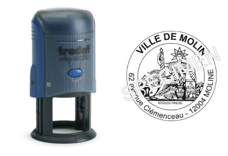 Image de  Timbre printy 2 lignes rond 30mm marianne 