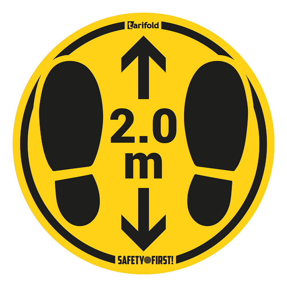 Image de  2 autocollants ronds traces de pas- 2m - jaune/noi 