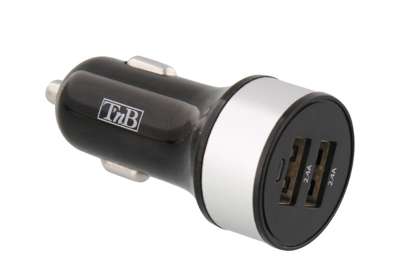 Image de  Chargeur allume-cigare 2 USB 4,8 a noir 