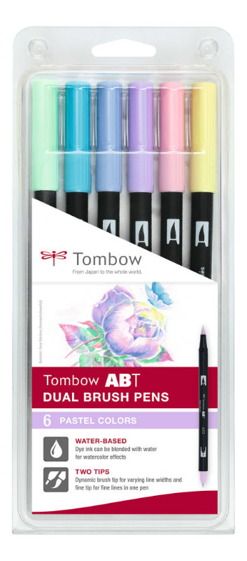 Image de  Set 6 Tombow ABT dual brush pen - pastel 